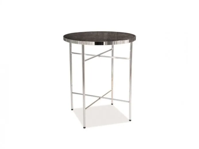 Table basse en verre et métal Alvera C Marbre / Chrome, Ø42xH51 cm