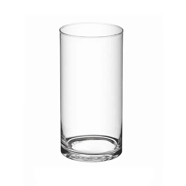 ALE Import Cylinder Vase Hot Cut Glass H 200 Mm D 100 Mm Transparent