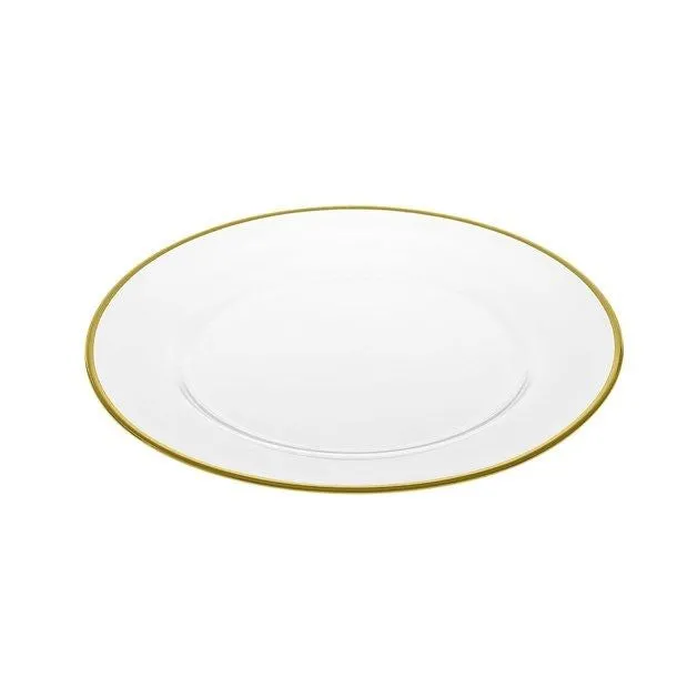 ALE Import Round Plate D 330 Mm Glass Gold Edge