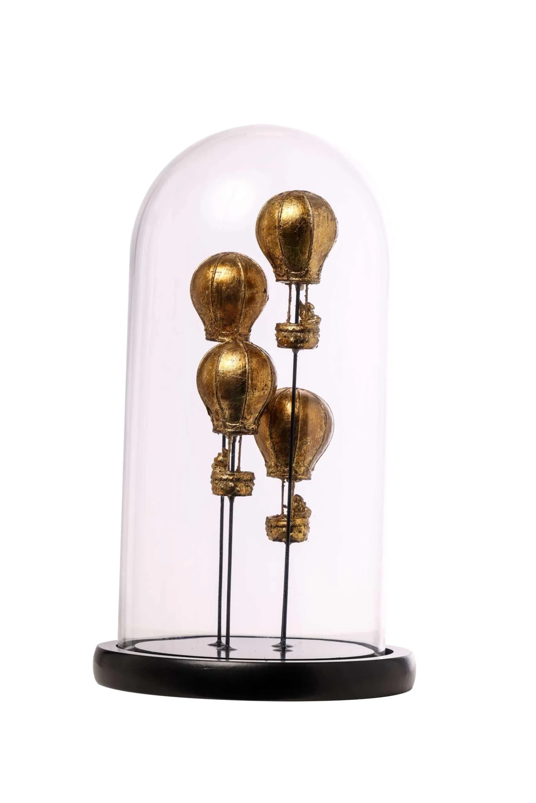 ARPIMEX Glass Bell with Hot Air Balloons 17 x 32 Cm Gold