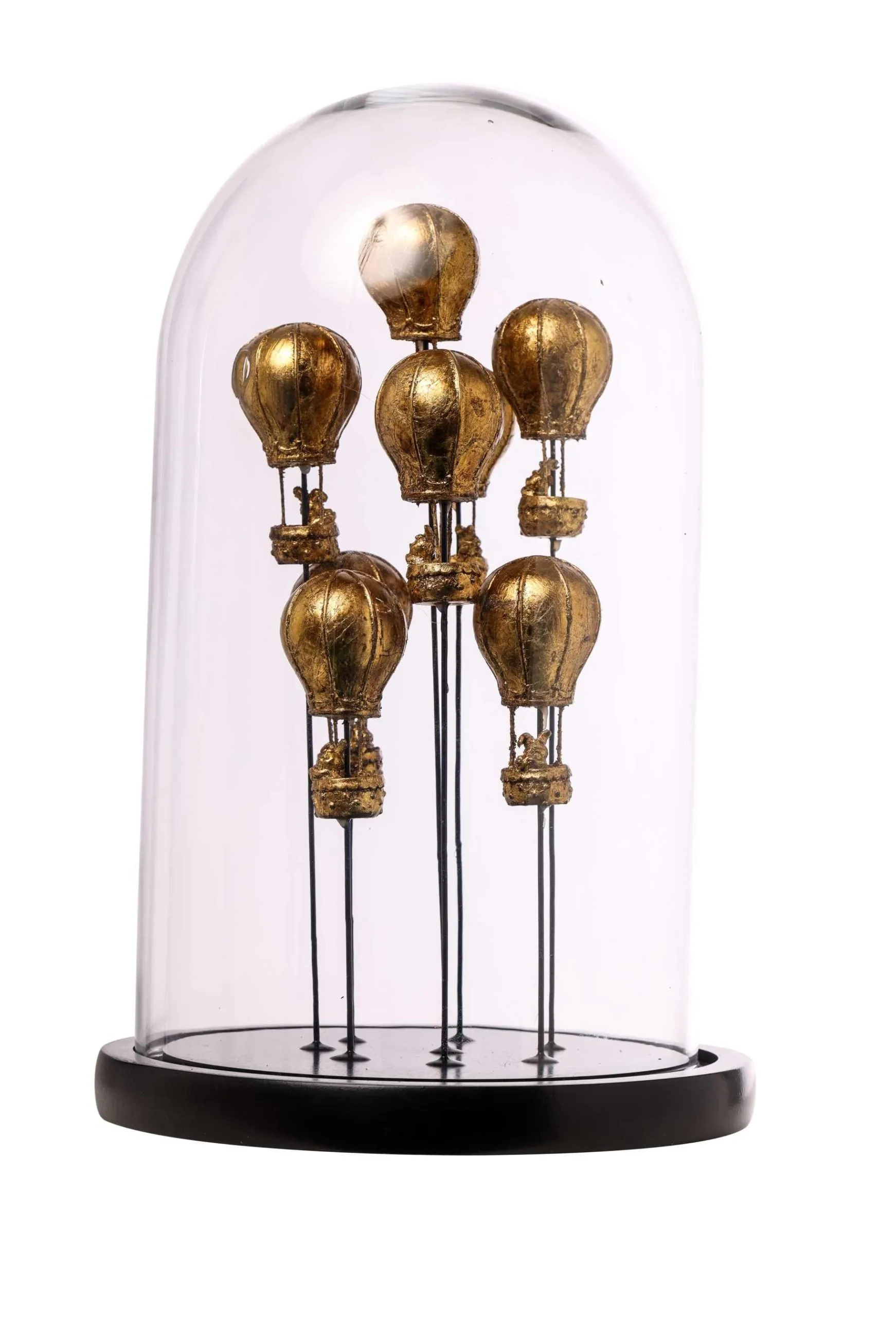 ARPIMEX Glass Bell with Hot Air Balloons 23 x 38 Cm Gold
