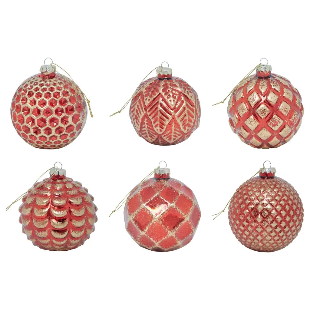 ARPIMEX Christmas Ball Decoration D 100 Mm Glass Assorted Styles Red 1