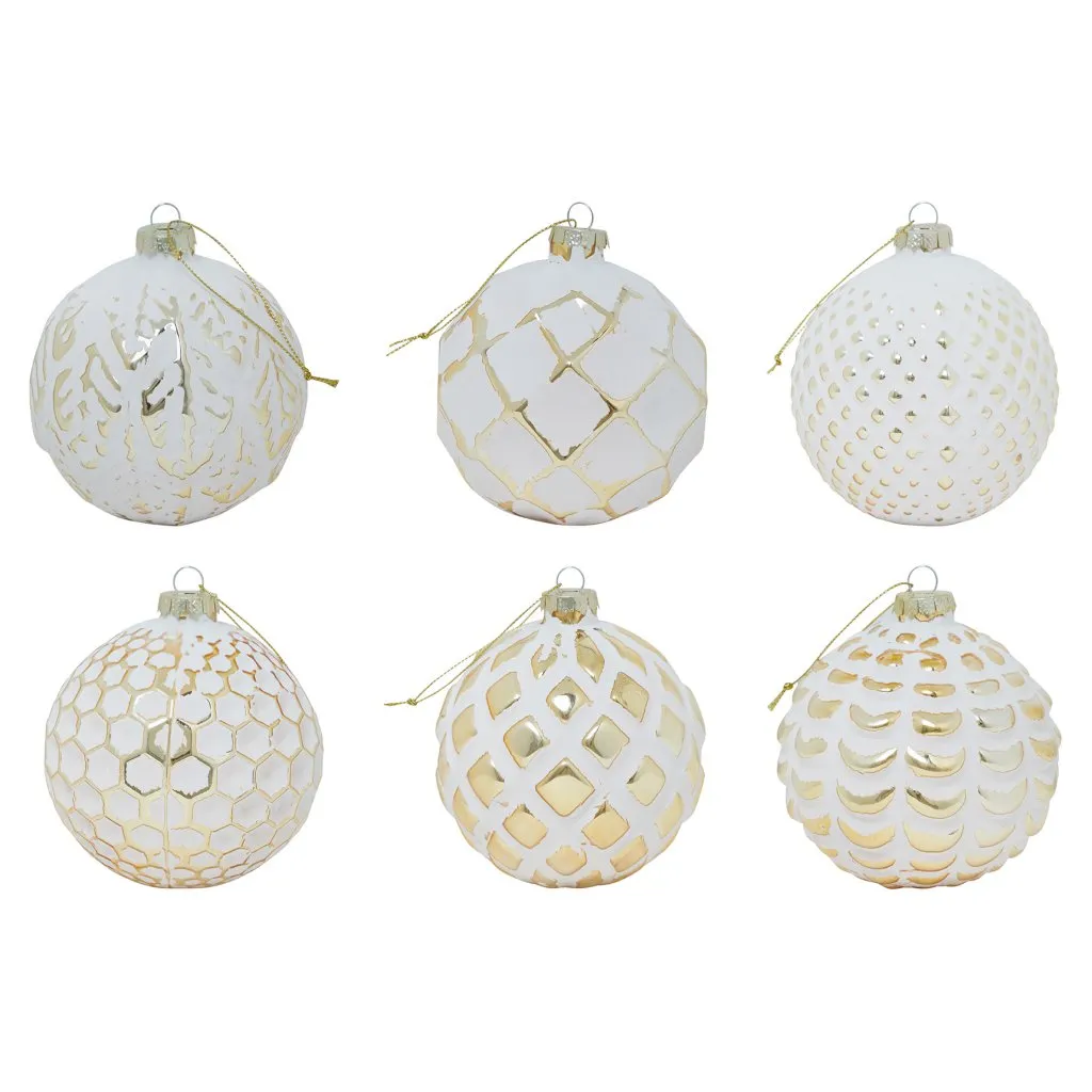 ARPIMEX Christmas Ball Decoration D 100 Mm Glass Assorted Styles White