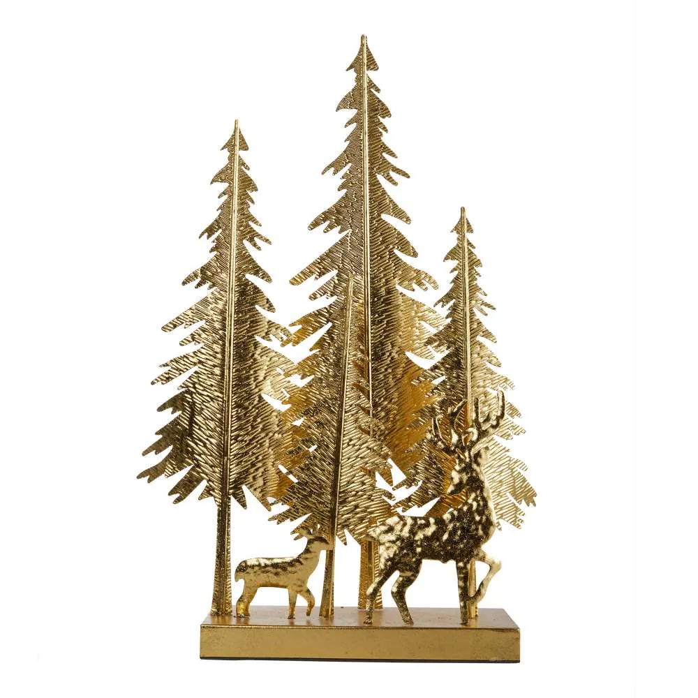 ARPIMEX Candle Holder with Christmas Trees 41 x 14 x 63 Cm Gold Metal