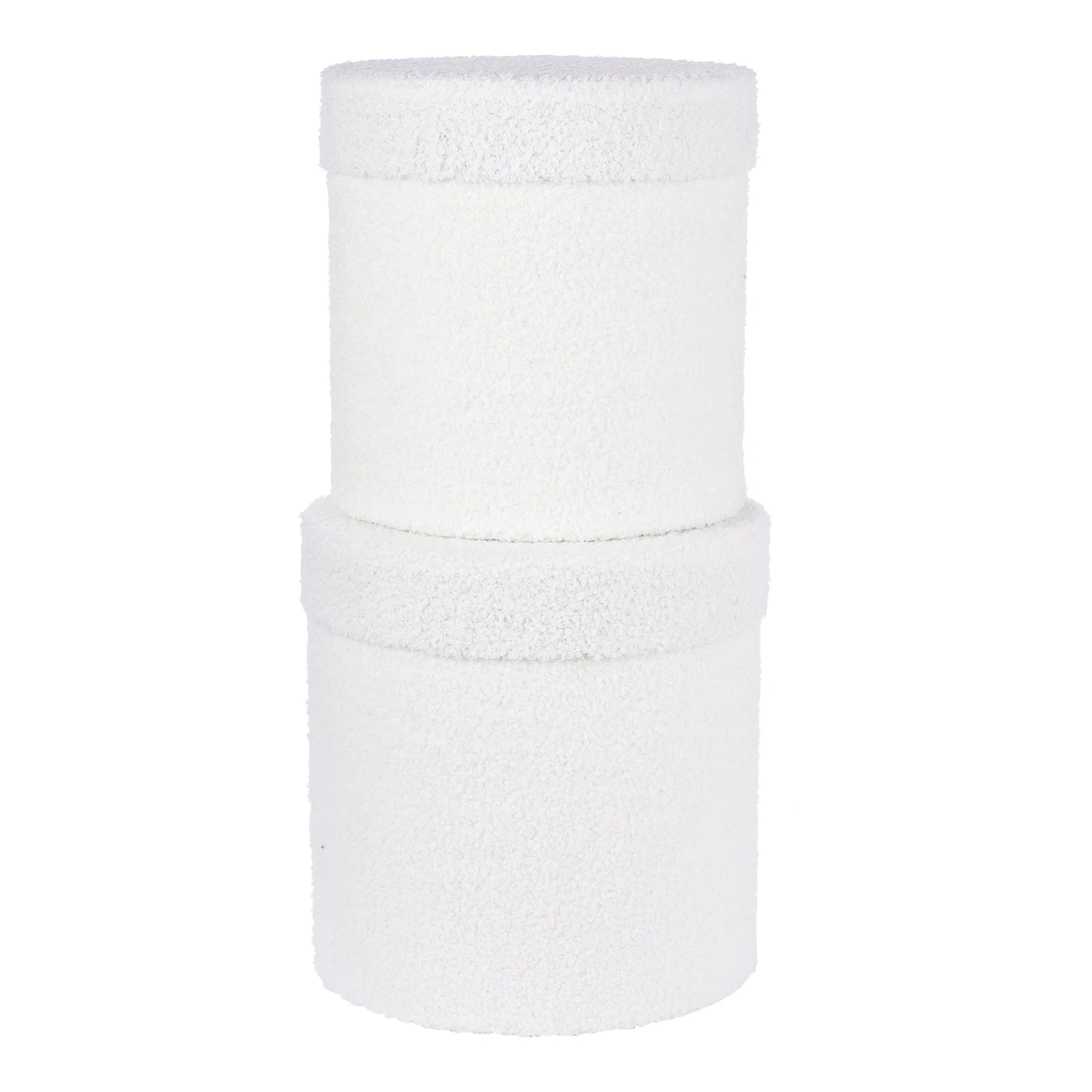 ARPIMEX Christmas Set 2 Hatboxes with Fur H 26 Cm D 26 Cm White