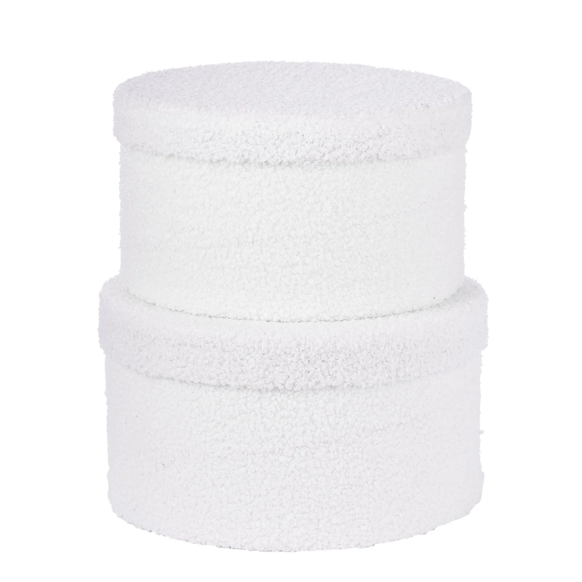 ARPIMEX Christmas Set 2 Hatboxes with Fur H 28.5 Cm D 28.5 Cm White