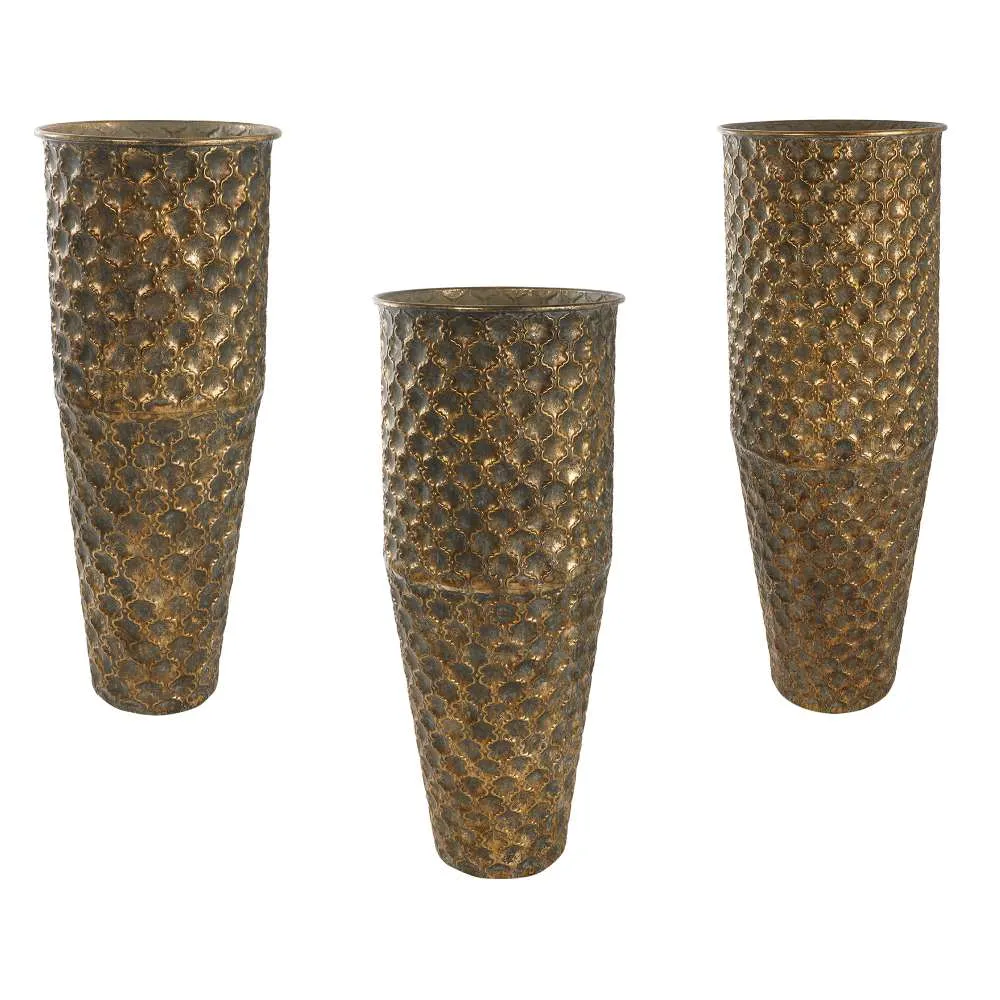 ARPIMEX Set of 3 Christmas Vases 49 x 49 x 134 cm Gold Metal