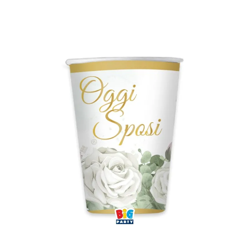 Big Party Paper Cups 250 Cc Oggi Sposi Eucalyptus Cf 6 Pcs White