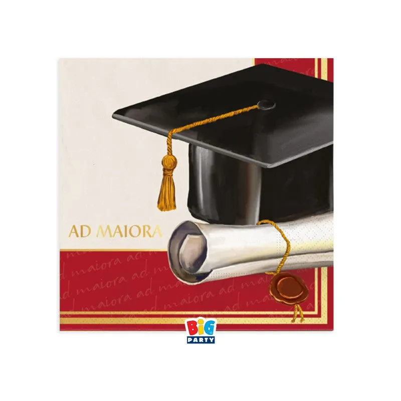 Big Party Paper Napkins Graduation at Maiora 25 x 25 Cm Cf 16 Pcs Red