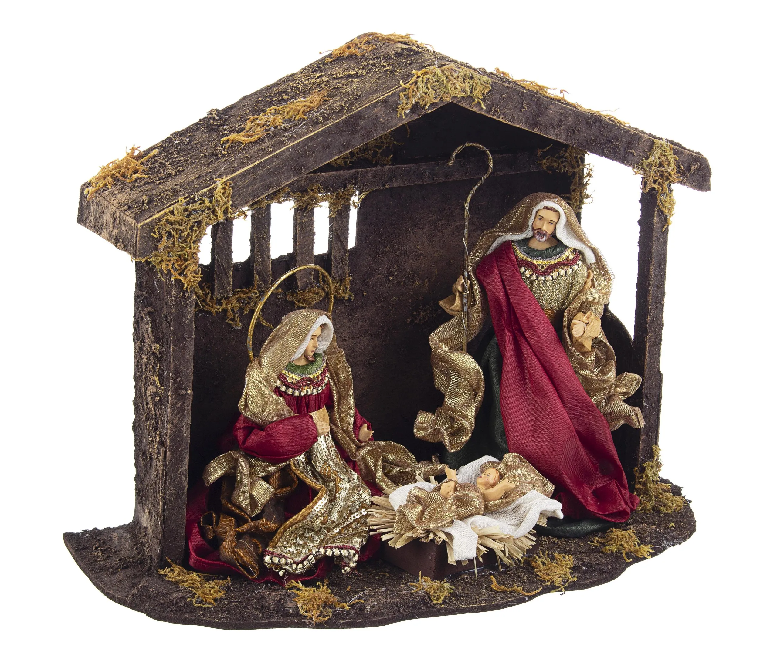 Bizzotto Baroque Nativity with Stable Christmas Decoration H 67 Cm Red