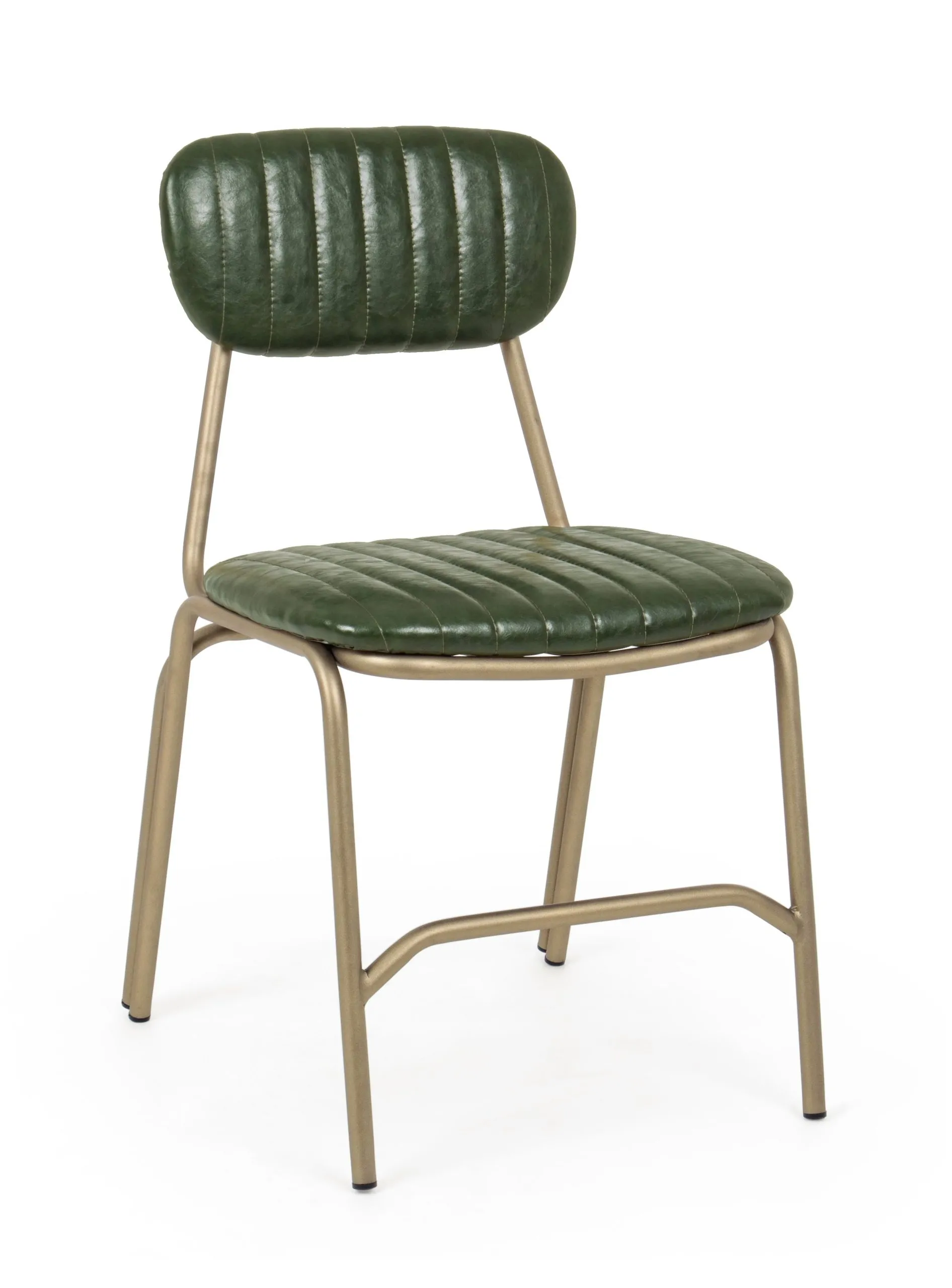 Bizzotto Addy Chair Steel Faux Leather Dark Green