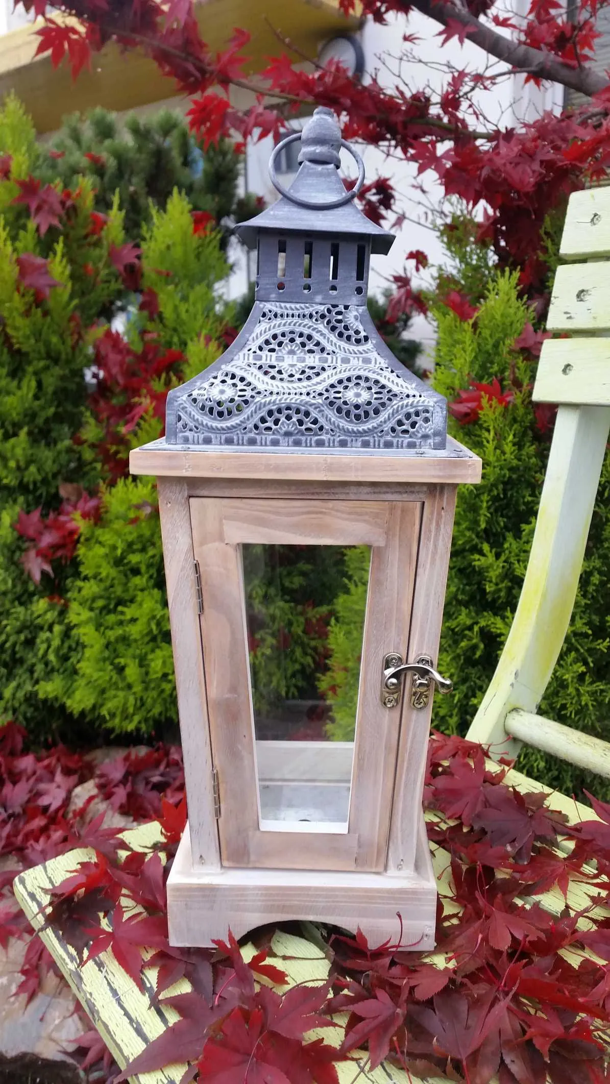 BONTURI CASA HOME DECORATION Wooden Lantern H 40 Cm 15 x 15 Cm Natural