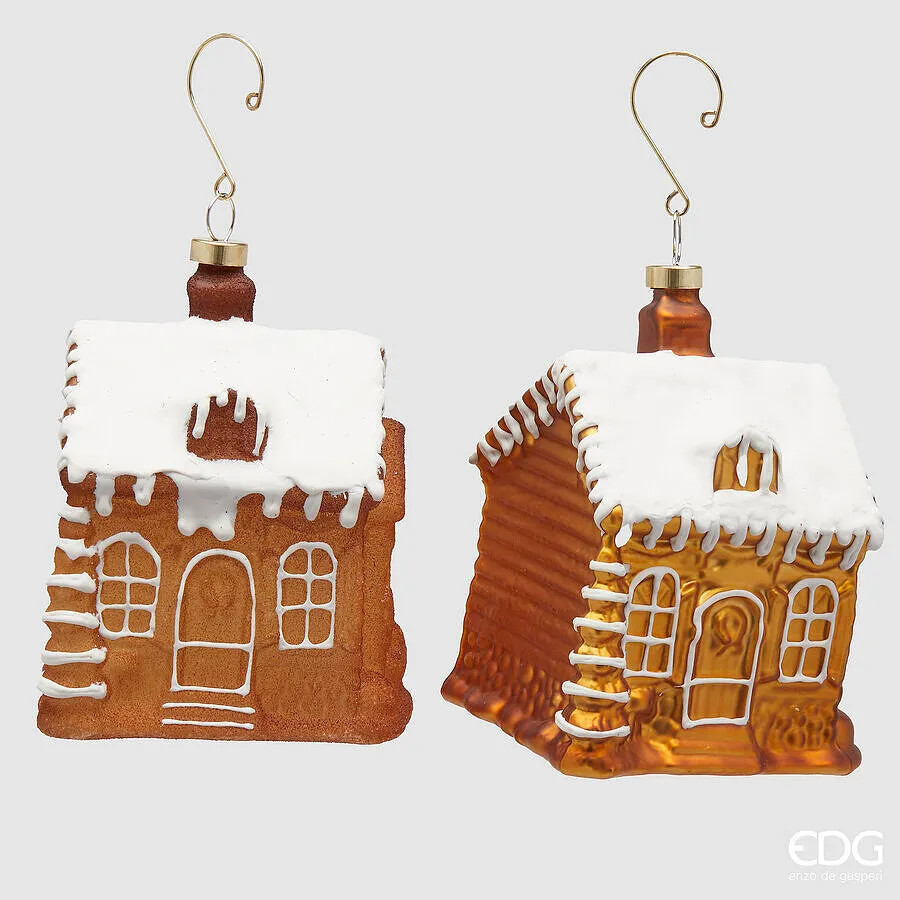 EDG Enzo De Gasperi Christmas Decoration Marzipan House H 12.5 Cm Haze