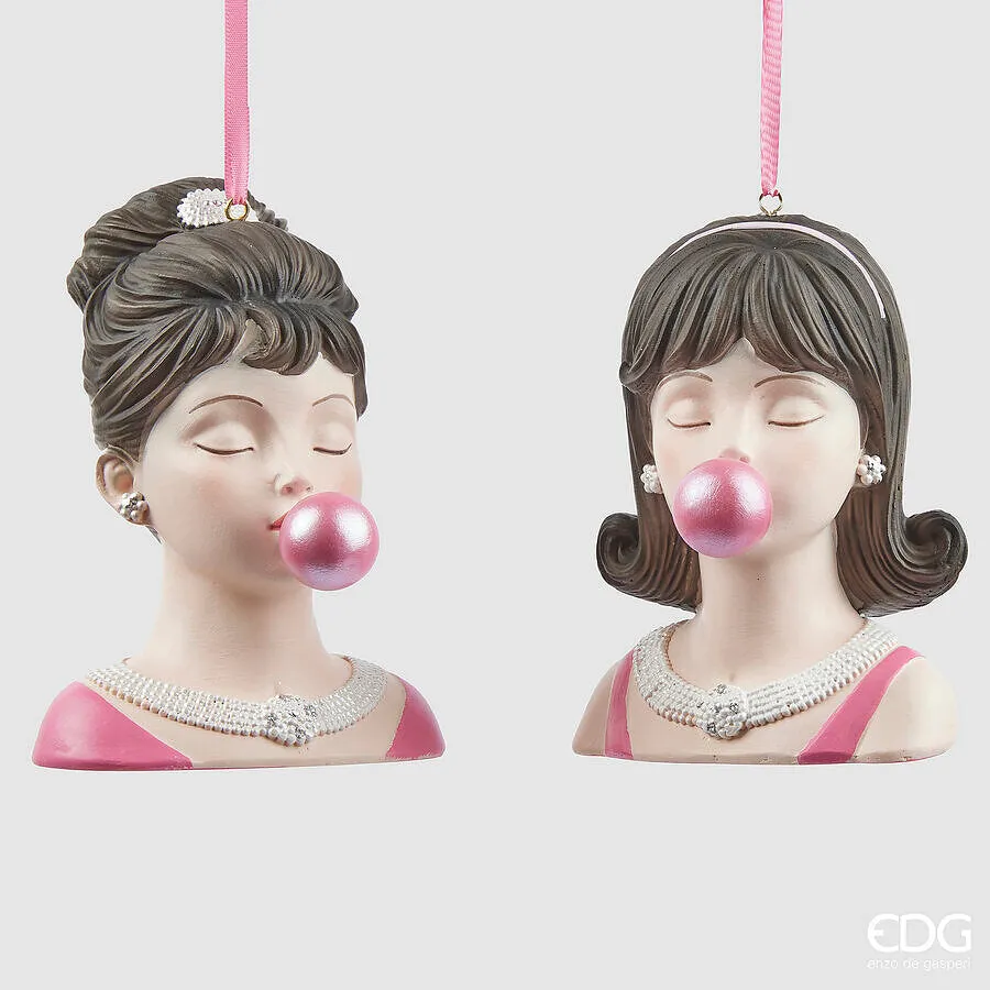 EDG Enzo De Gasperi Christmas Decoration Lady Chewing Gum 2 Assorted H