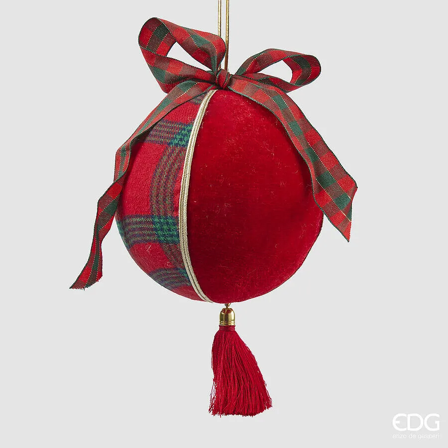 EDG Enzo De Gasperi Christmas Decoration Tartan Ball H 21 Cm D 12 Cm G