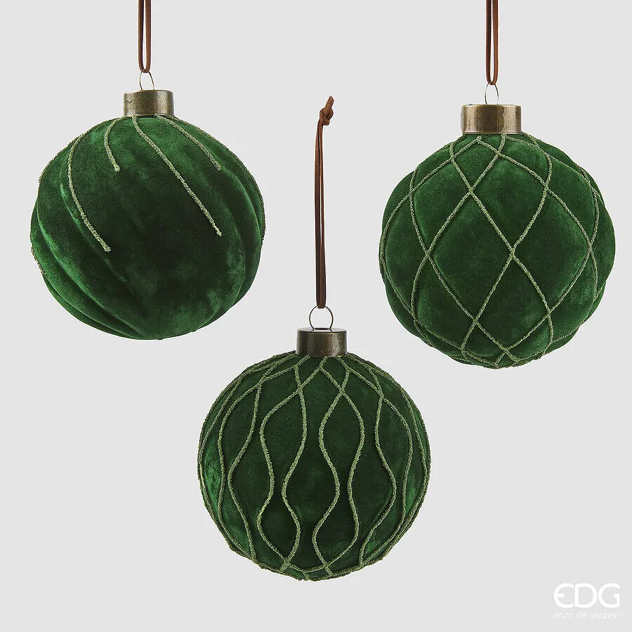 EDG Enzo De Gasperi Christmas Decoration Velvet Ball D 10 Cm Ass. Gree