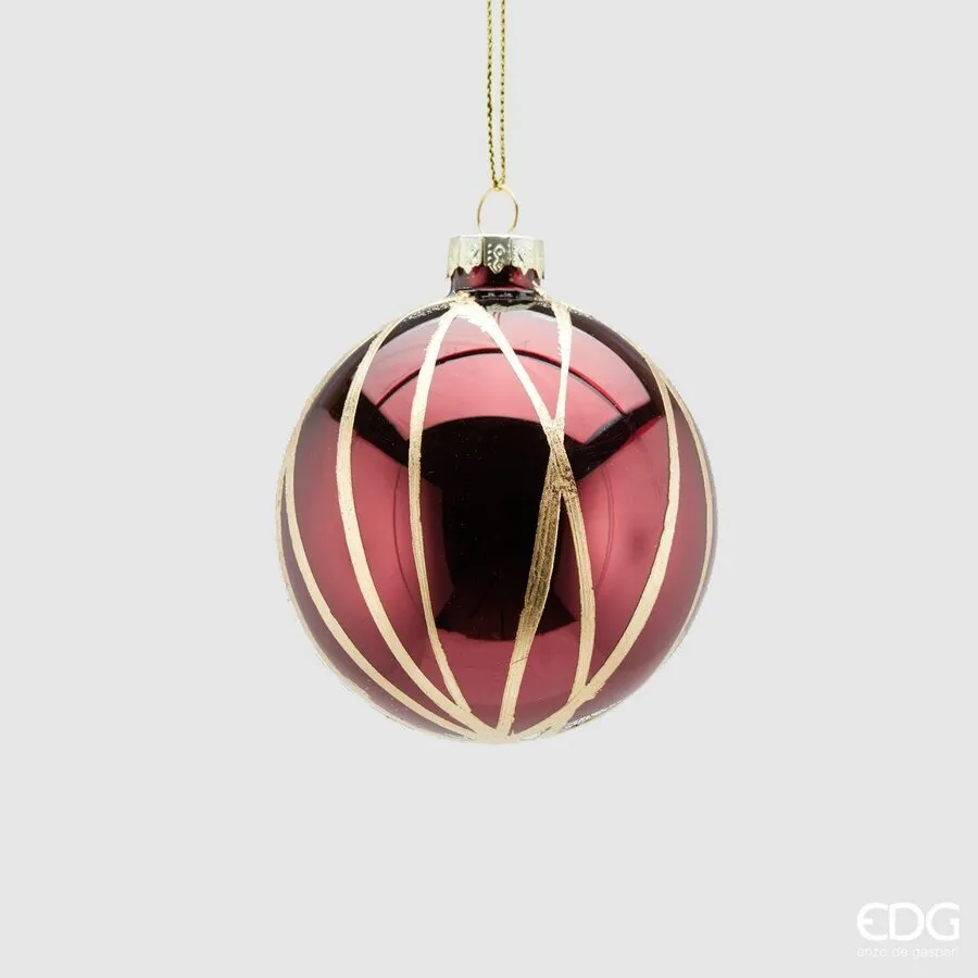 EDG Enzo De Gasperi Christmas Decoration Glass Ball Stripes D 8 Cm Bur