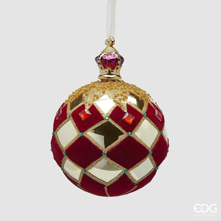 EDG Enzo De Gasperi Christmas Decoration Glass Ball Diamonds D 12 Cm R
