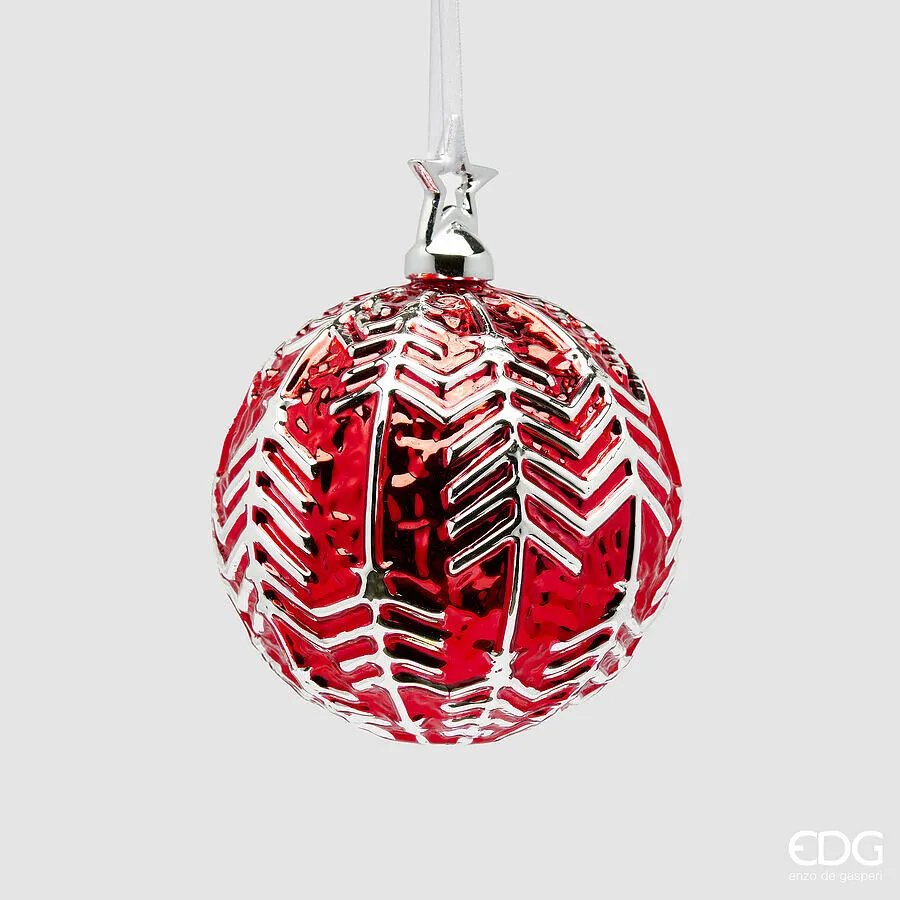 EDG Enzo De Gasperi Christmas Decoration ZigZag Ball D 10 Cm Red