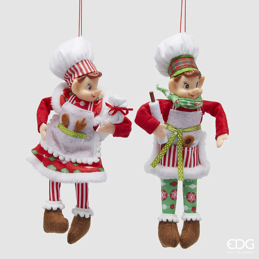 EDG Enzo De Gasperi Christmas Decoration Elf Chef H 25 Cm 2 Assorted W