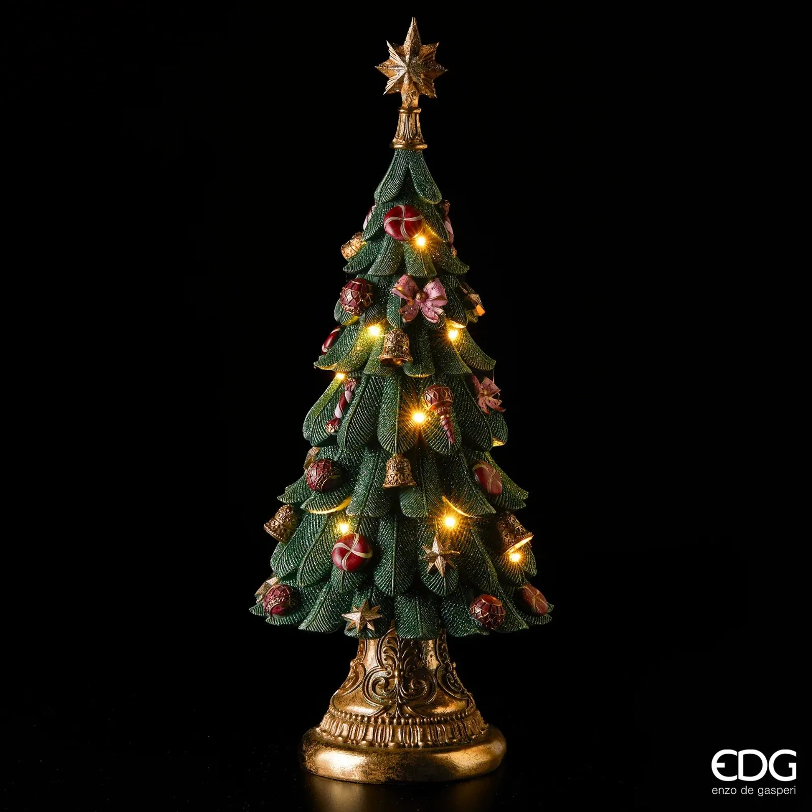 EDG Enzo De Gasperi Poly Christmas Tree with Lights and Music H 60 Cm