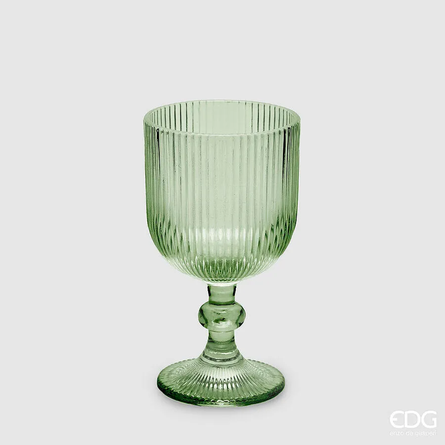 EDG Enzo De Gasperi Striped Glass Goblet H 16 Cm D 9 Cm Green Color 6