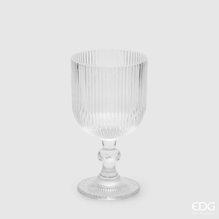 EDG Enzo De Gasperi Striped Glass Chalice H 16 Cm D 9 Cm Natural Color