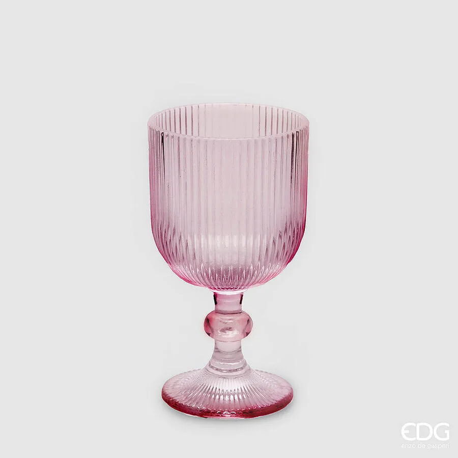 EDG Enzo De Gasperi Striped Glass Goblet H 16 Cm D 9 Cm Color Pink 6 P