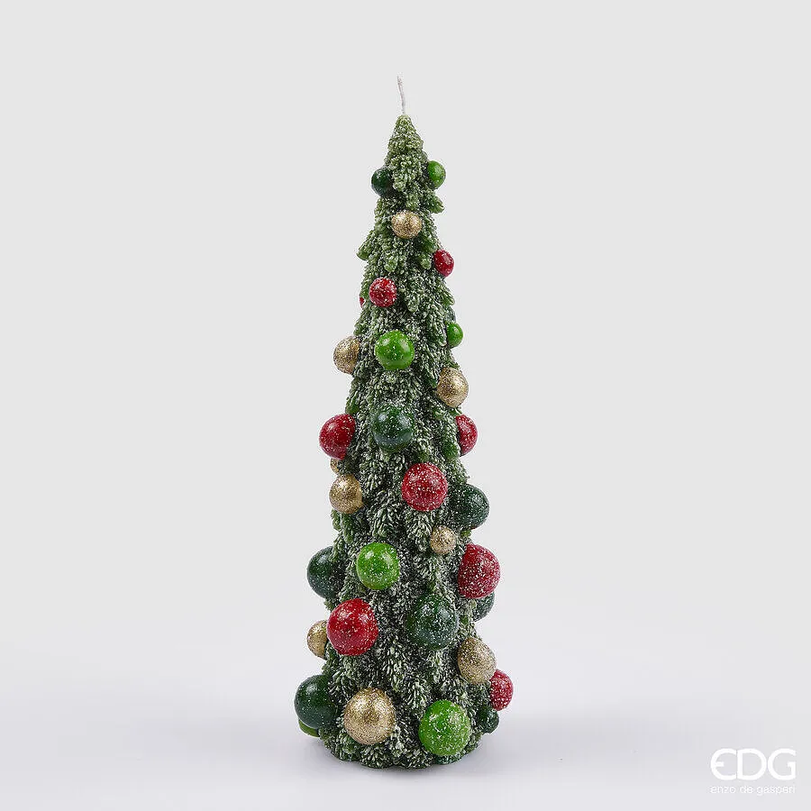 EDG Enzo De Gasperi Christmas Pine Candle H 32 Cm D 11 Cm Green Red