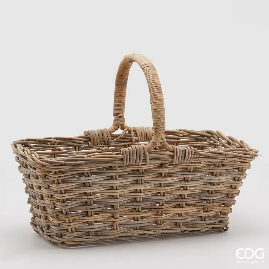 EDG Enzo De Gasperi Rectangular Rattan Basket H 45 Cm 60 x 33 Cm with