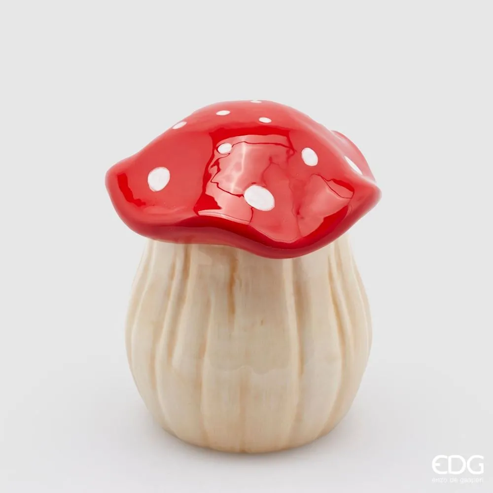 EDG Enzo De Gasperi Mushroom Container H 18 Cm D 15 Cm White Red