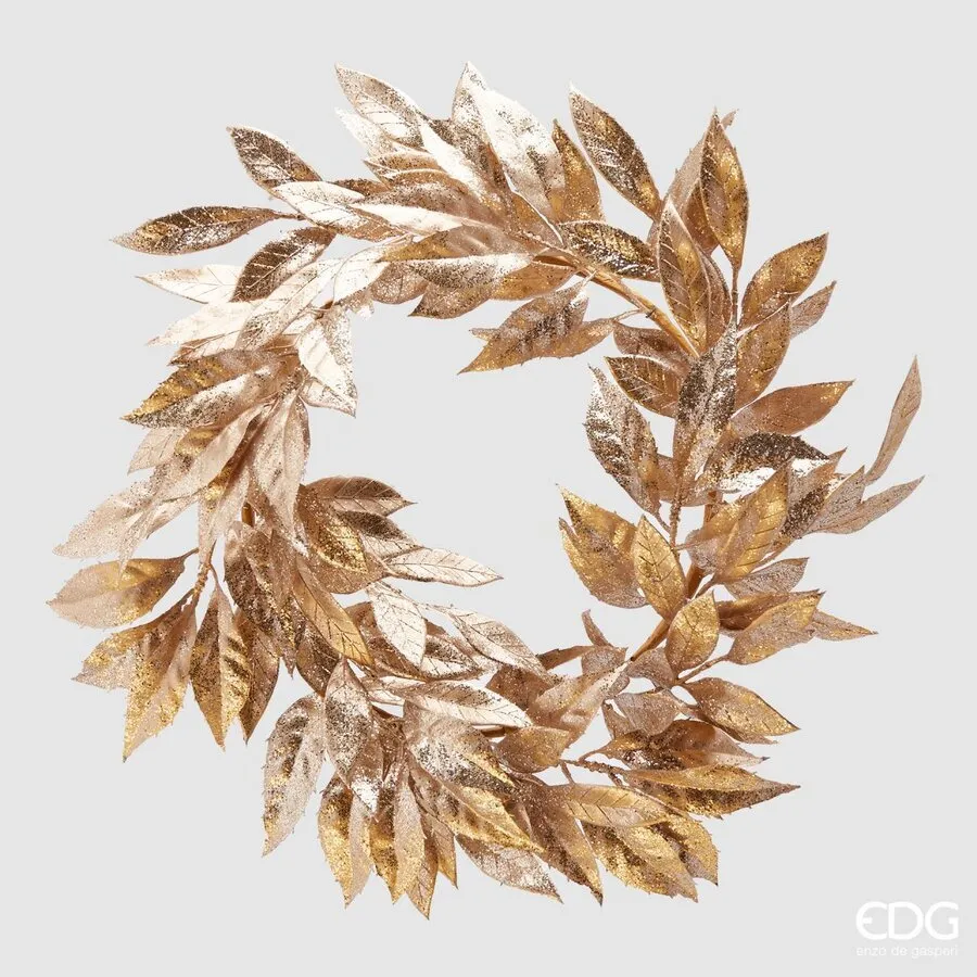 EDG Enzo De Gasperi Crown Lauro Olis Christmas D 50 Cm Glitter Gold