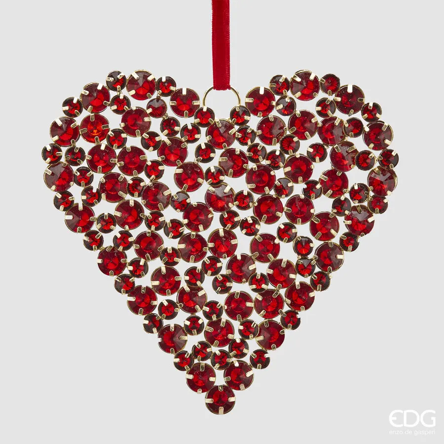 EDG Enzo De Gasperi Christmas Decoration Heart Diamonds D 15 Cm Red