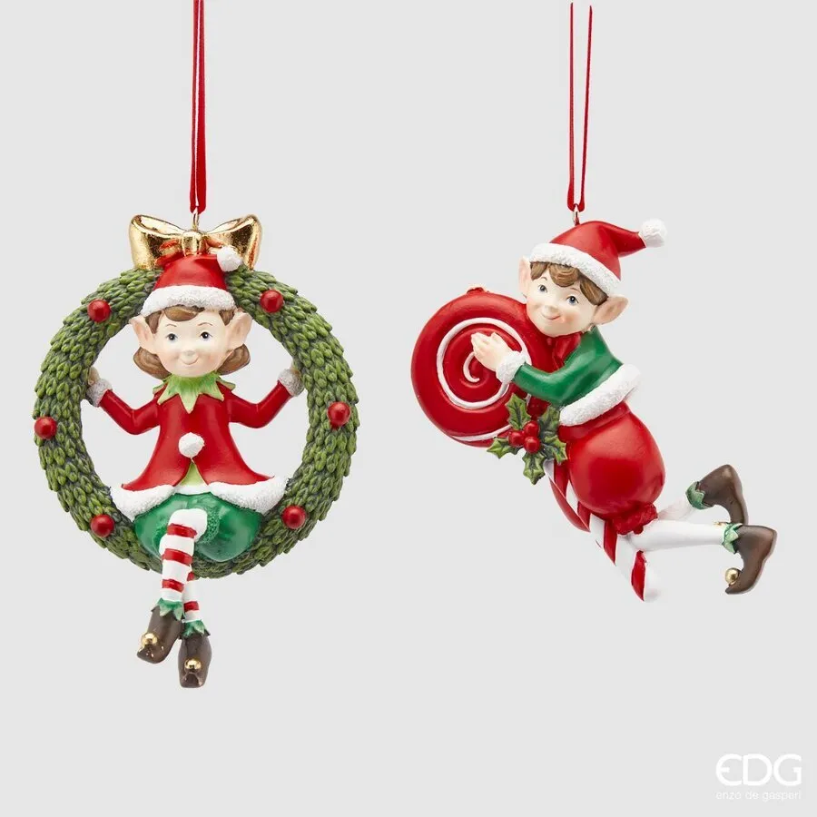 EDG Enzo De Gasperi Christmas Elf Decoration Poly H 11 Cm Ass. Green R