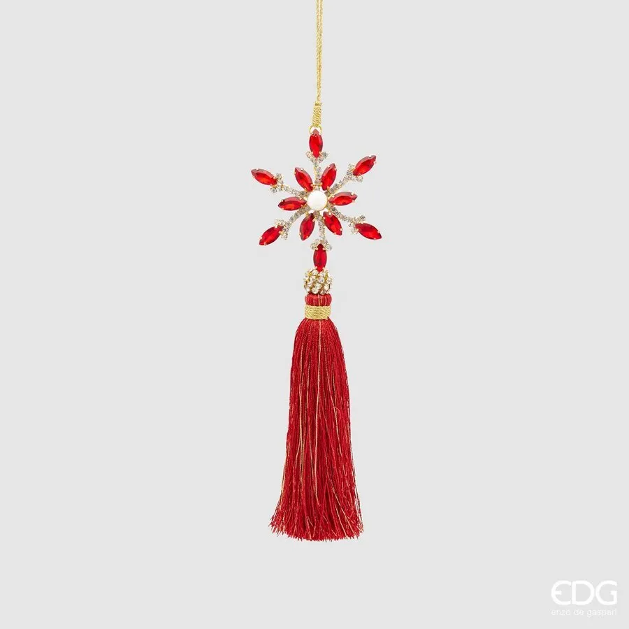 EDG Enzo De Gasperi Christmas Decoration Snowflake Pearl with Tassel H