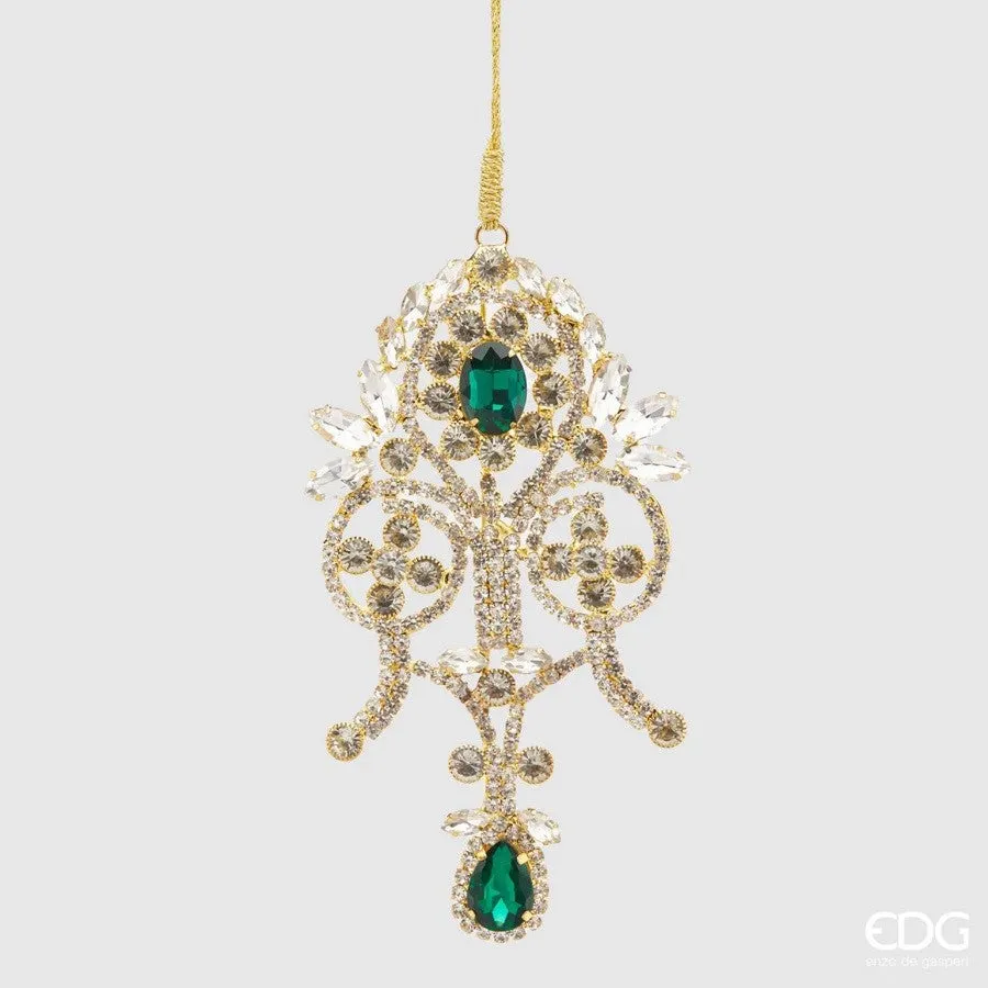 EDG Enzo De Gasperi Christmas Decoration Damask Glass Gems H 13 Cm Gre