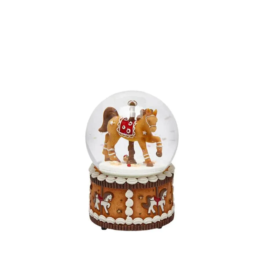 EDG Enzo De Gasperi Christmas Decoration Water Sphere Horse Carousel H