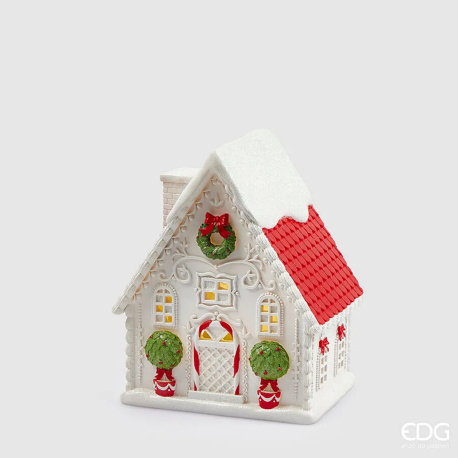 EDG Enzo De Gasperi Christmas Decoration Miniled House H 24 Cm 20 x 15