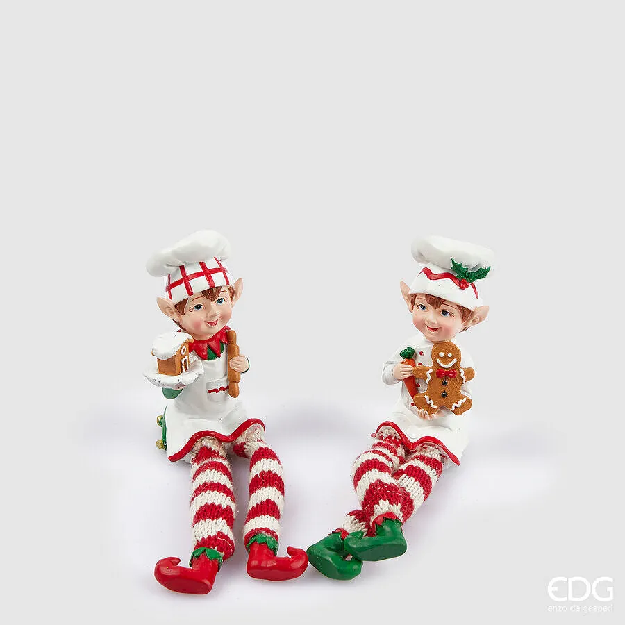 EDG Enzo De Gasperi Christmas Decoration Elf Chef H 23 Cm Assorted Gre