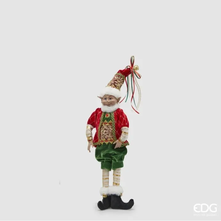 EDG Enzo De Gasperi Christmas Decoration Elf H 56 Cm to Hang Green Red