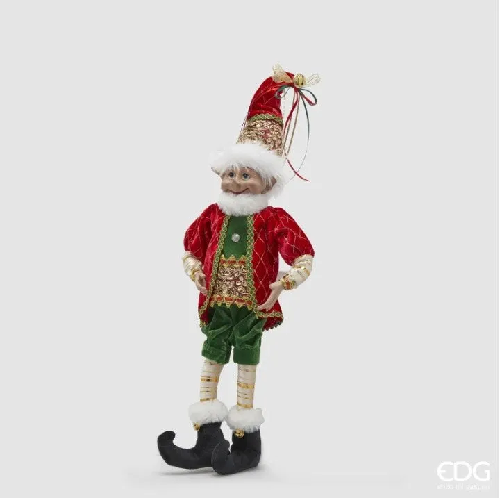 EDG Enzo De Gasperi Christmas Decoration Elf H 63 Cm to Hang Green Red