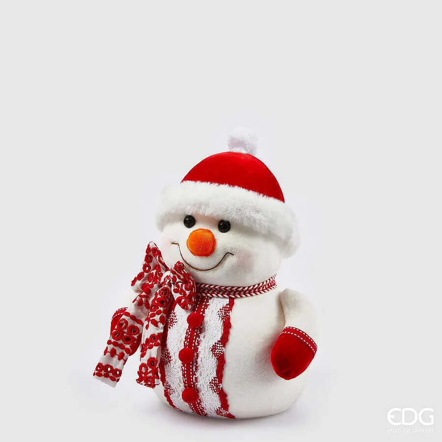 EDG Enzo De Gasperi Christmas Decoration Snowman H 29 Cm White Red