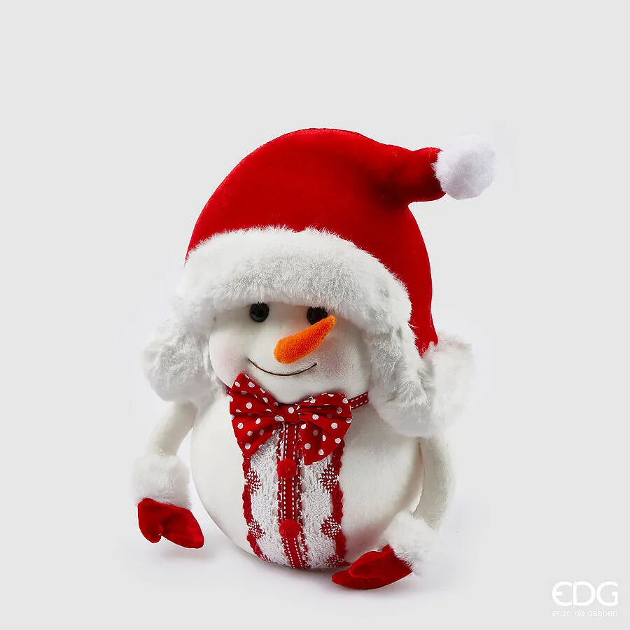 EDG Enzo De Gasperi Christmas Decoration Snowman H 32 Cm White Red