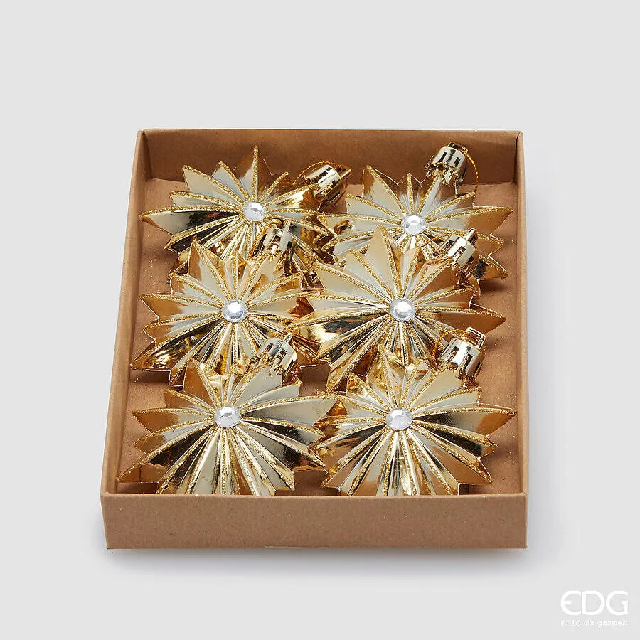 EDG Enzo De Gasperi Addobbo Astro di Natale D 7 Cm Cf 6 Pz Gold