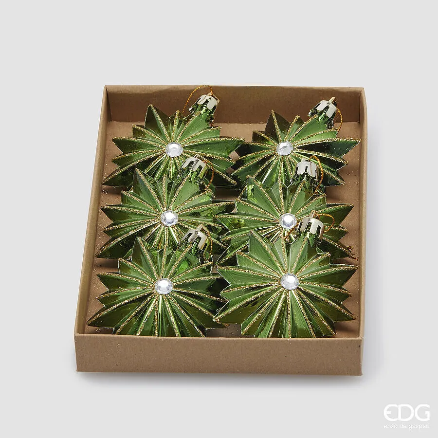 EDG Enzo De Gasperi Addobbo Astro di Natale D 7 Cm Cf 6 Pz Green