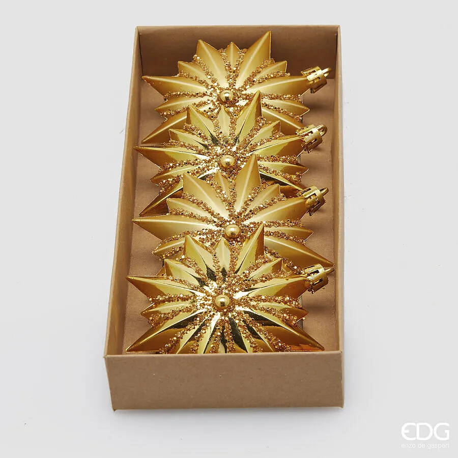 EDG Enzo De Gasperi Addobbo Astro di Natale D 9 Cm Cf 4 Pz Gold