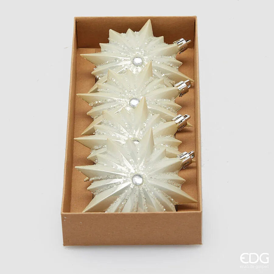 EDG Enzo De Gasperi Addobbo Astro di Natale D 9 Cm Cf 4 Pz Silver