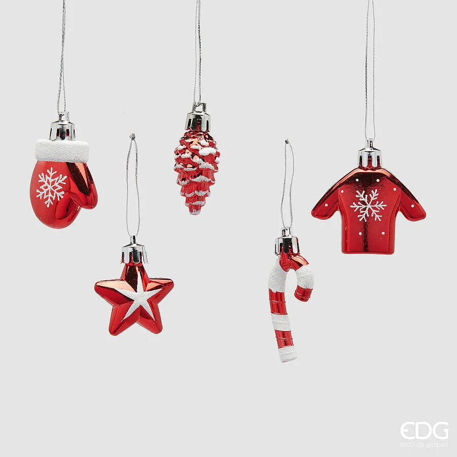 EDG Enzo De Gasperi Addobbo di Natale Decomix Ass. H 5 Cm White Red 1