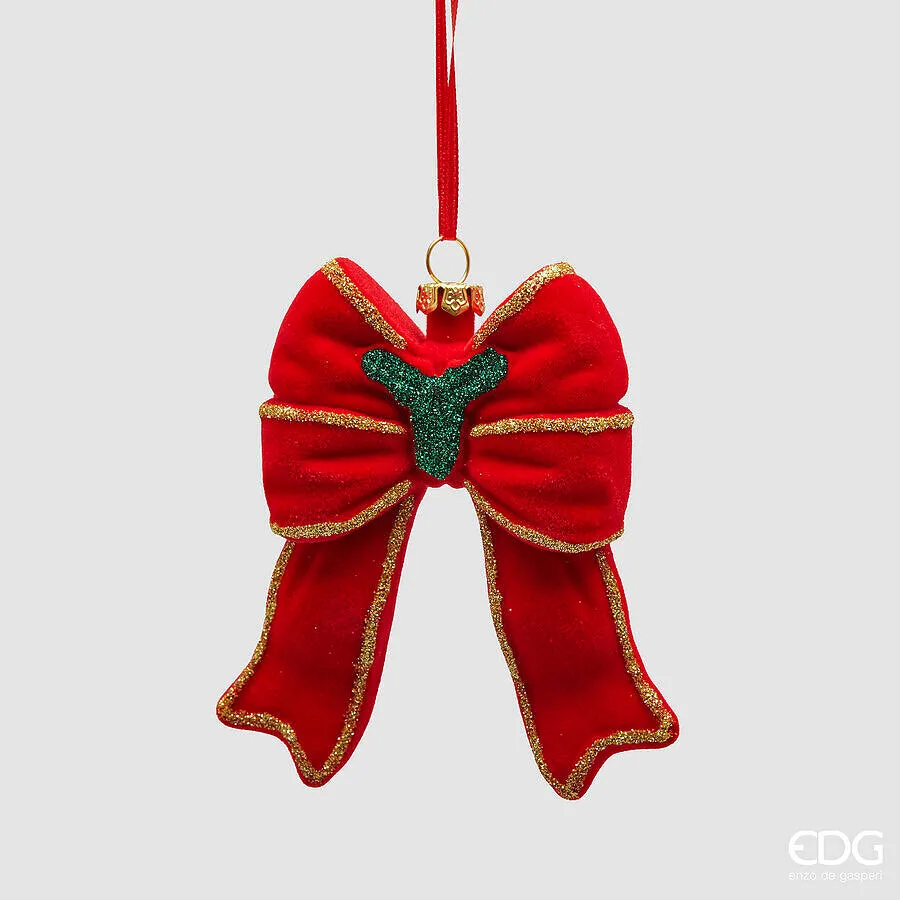 EDG Enzo De Gasperi Addobbo di Natale Fiocco H 11 Cm Green Red