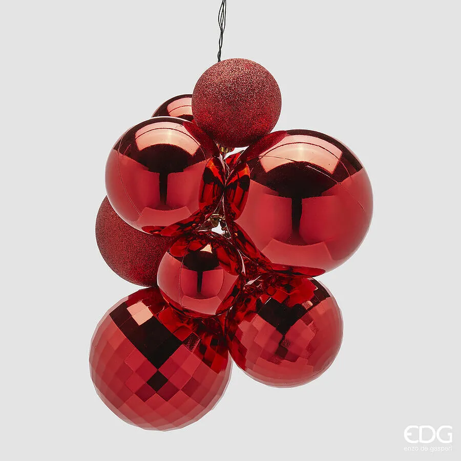 EDG Enzo De Gasperi Christmas Decoration Bunch MirrorMix 10 Pcs Red